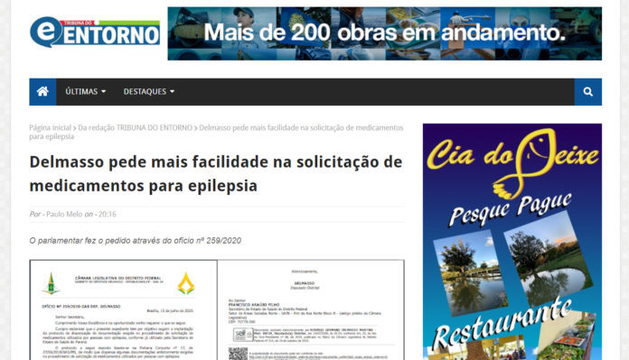Tribuna do Entorno: Delmasso pede mais facilidade na solicitação de medicamentos para epilepsia