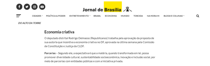 Jornal de Brasília, coluna Do Alto da Torre, dia 21 de julho