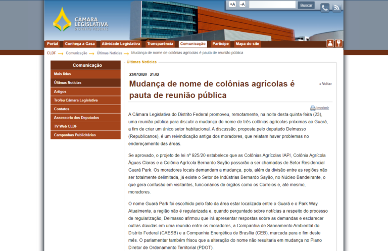 CLDF: Mudança de nome de colônias agrícolas é pauta de reunião pública