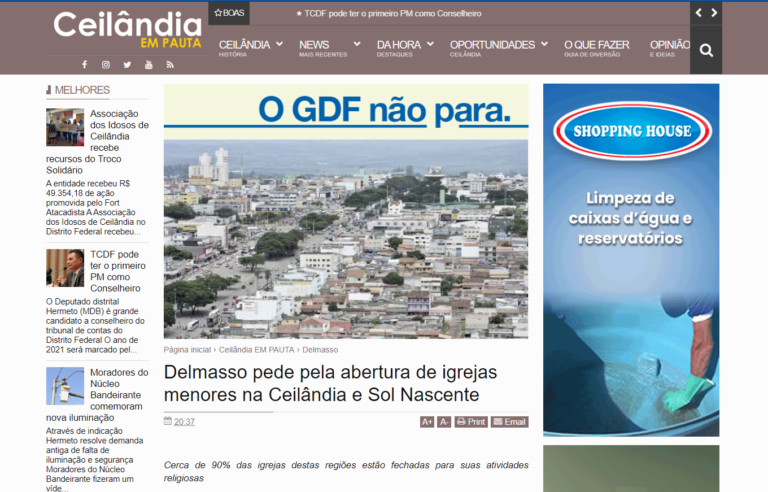 Ceilândia em Pauta: Delmasso pede pela abertura de igrejas menores na Ceilândia e Sol Nascente