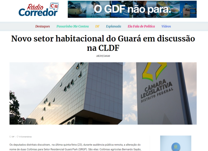 Rádio Corredor: Novo setor habitacional do Guará em discussão na CLDF