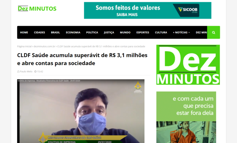 Dez Minutos: CLDF Saúde acumula superávit de R$ 3,1 milhões e abre contas para sociedade