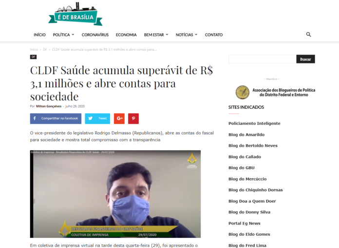 É de Brasília: CLDF Saúde acumula superávit de R$ 3,1 milhões e abre contas para sociedade