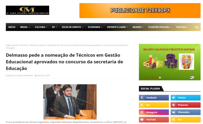 Blog do Carlindo Medeiros: Delmasso pede a nomeação de Técnicos em Gestão Educacional aprovados no concurso da secretaria de Educação