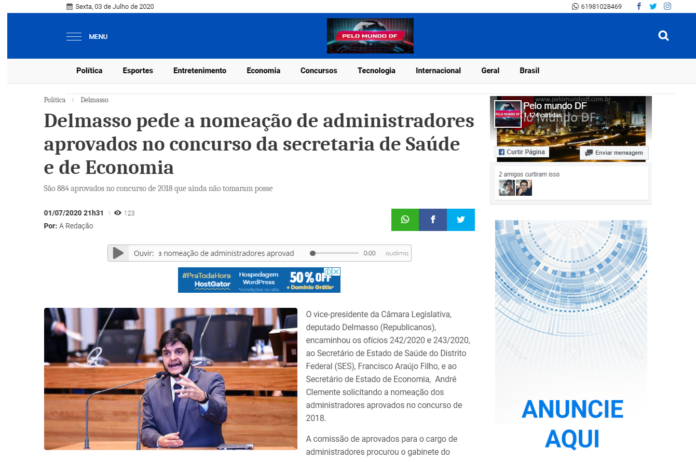 Pelo Mundo DF: Delmasso pede a nomeação de administradores aprovados no concurso da secretaria de Saúde e de Economia