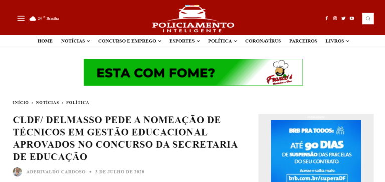 Policiamento Inteligente: CLDF/ DELMASSO PEDE A NOMEAÇÃO DE TÉCNICOS EM GESTÃO EDUCACIONAL APROVADOS NO CONCURSO DA SECRETARIA DE EDUCAÇÃO