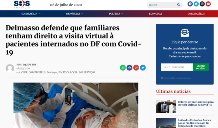 SOS Brasília: Delmasso defende que familiares tenham direito a visita virtual à pacientes internados no DF com Covid-19