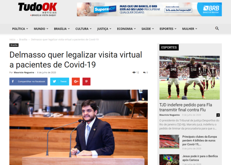 Tudo Ok Notícias: Delmasso quer legalizar visita virtual a pacientes de Covid-19