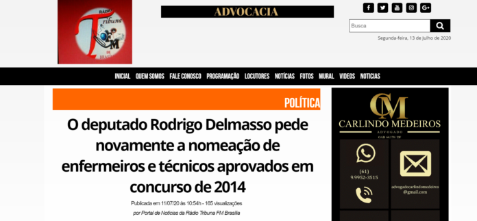 Tribuna FM Brasília: O deputado Rodrigo Delmasso pede novamente a nomeação de enfermeiros e técnicos aprovados em concurso de 2014