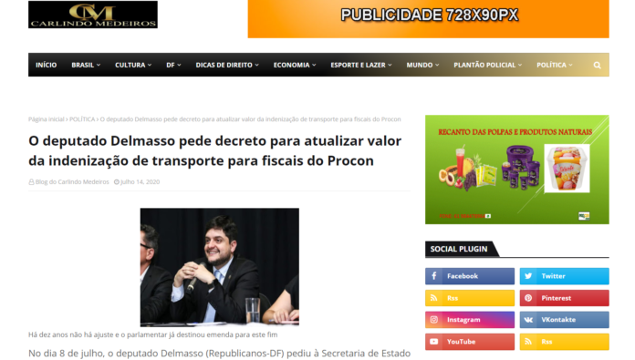 Blog Carlindo Medeiros: O deputado Delmasso pede decreto para atualizar valor da indenização de transporte para fiscais do Procon