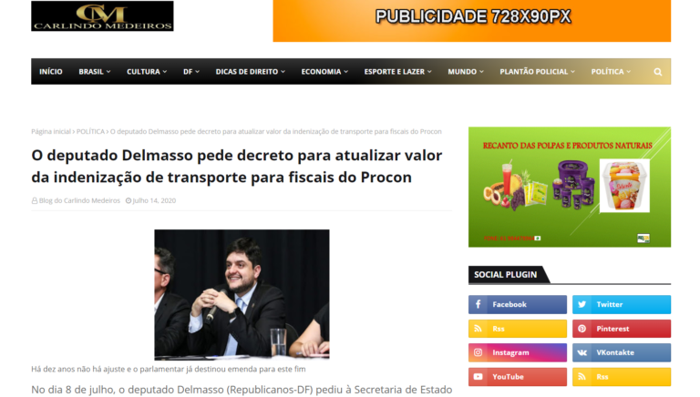 Blog Carlindo Medeiros: O deputado Delmasso pede decreto para atualizar valor da indenização de transporte para fiscais do Procon