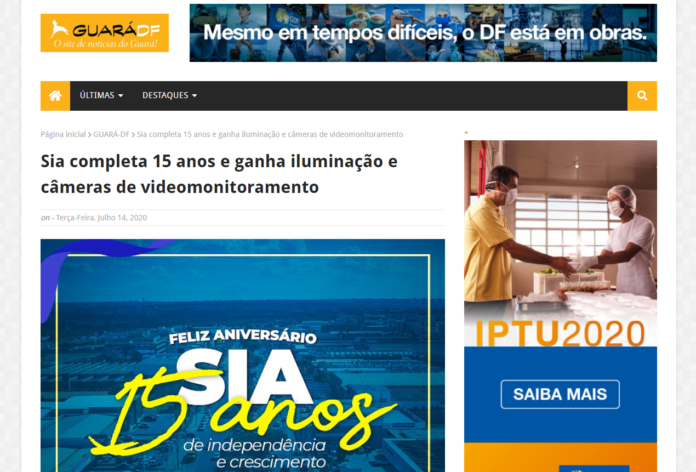Guará DF: Sia completa 15 anos e ganha iluminação e câmeras de videomonitoramento