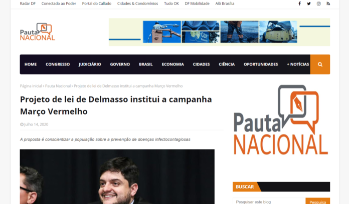 Pauta Nacional: Projeto de lei de Delmasso institui a campanha Março Vermelho