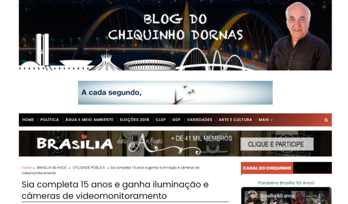 Blog do Chiquinho Dornas: Sia completa 15 anos e ganha iluminação e câmeras de videomonitoramento