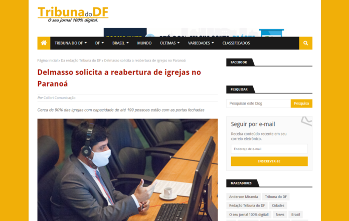 Tribuna do DF: Delmasso solicita a reabertura de igrejas no Paranoá