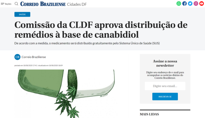 Correio Braziliense: Comissão da CLDF aprova distribuição de remédios à base de canabidiol