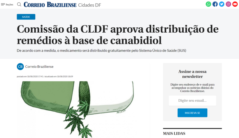 Correio Braziliense: Comissão da CLDF aprova distribuição de remédios à base de canabidiol