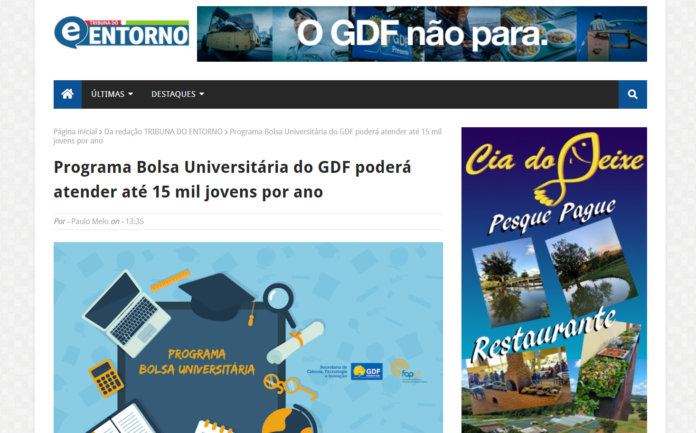 Tribuna do Entorno: Programa Bolsa Universitária do GDF poderá atender até 15 mil jovens por ano