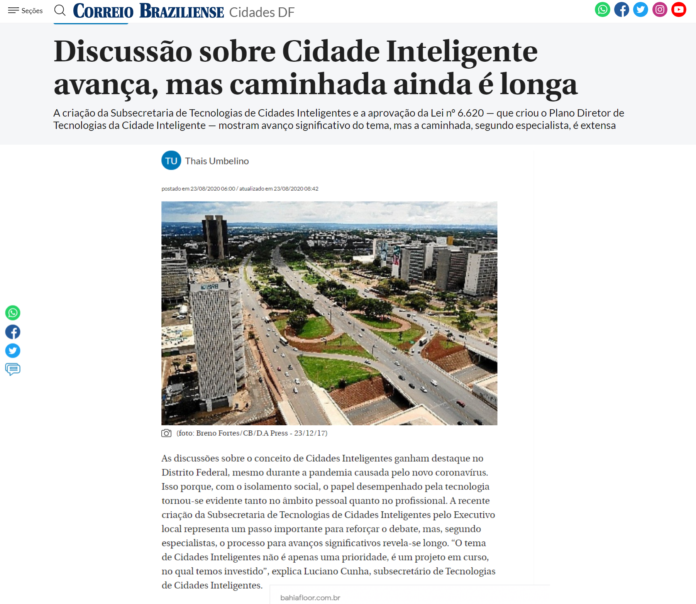 Correio Braziliense: Discussão sobre Cidade Inteligente avança, mas caminhada ainda é longa