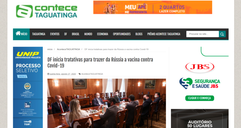 Acontece Taguatinga: DF inicia tratativas para trazer da Rússia a vacina contra Covid-19