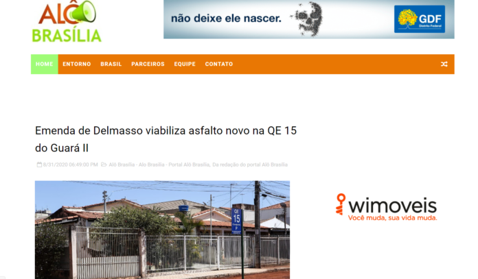 Alô Brasília: Emenda de Delmasso viabiliza asfalto novo na QE 15 do Guará II