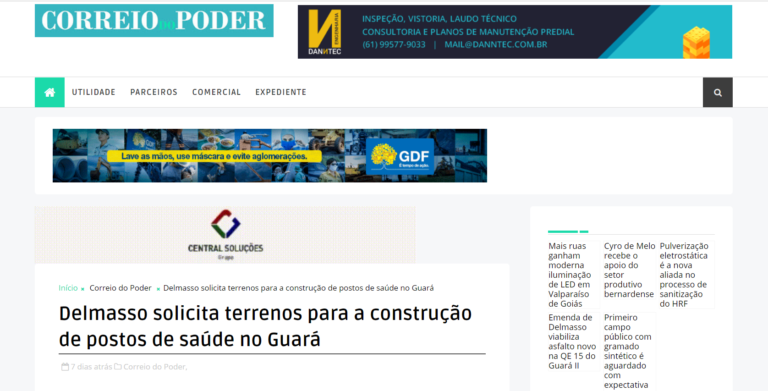 Correio do Poder: Delmasso solicita terrenos para a construção de postos de saúde no Guará