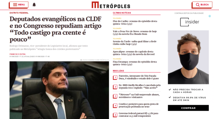 Metrópoles: Deputados evangélicos na CLDF e no Congresso repudiam artigo “Todo castigo pra crente é pouco”