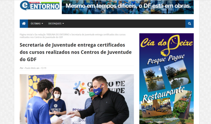 Tribuna do Entorno: Certificados de oficinas e cursos realizados até maio são entregues a jovens dos Centros de Juventude