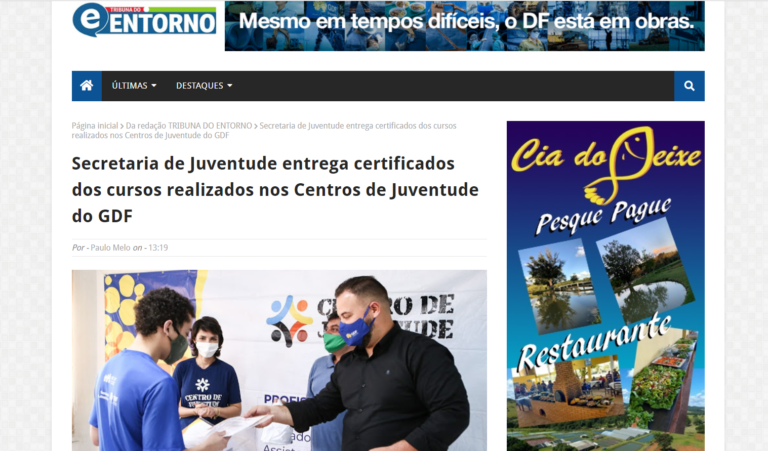 Tribuna do Entorno: Certificados de oficinas e cursos realizados até maio são entregues a jovens dos Centros de Juventude