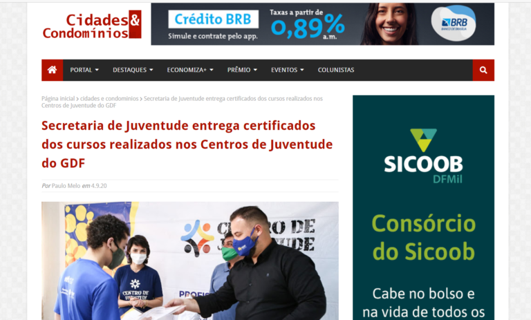 Cidades e Condomínios: Certificados de oficinas e cursos realizados até maio são entregues a jovens dos Centros de Juventude