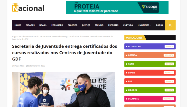 Foco Nacional: Certificados de oficinas e cursos realizados até maio são entregues a jovens dos Centros de Juventude