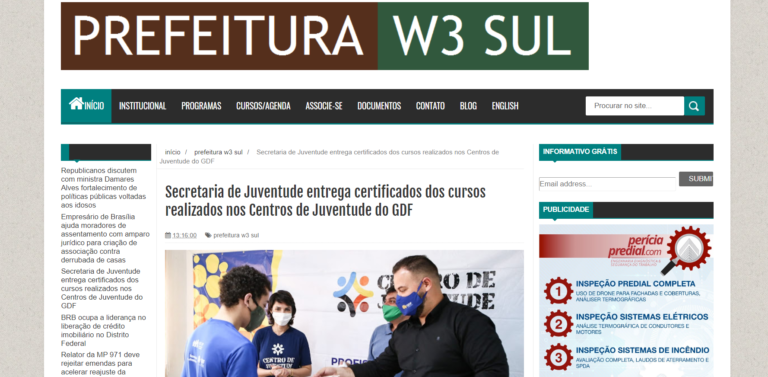 Prefeitura W3 Sul: Certificados de oficinas e cursos realizados até maio são entregues a jovens dos Centros de Juventude