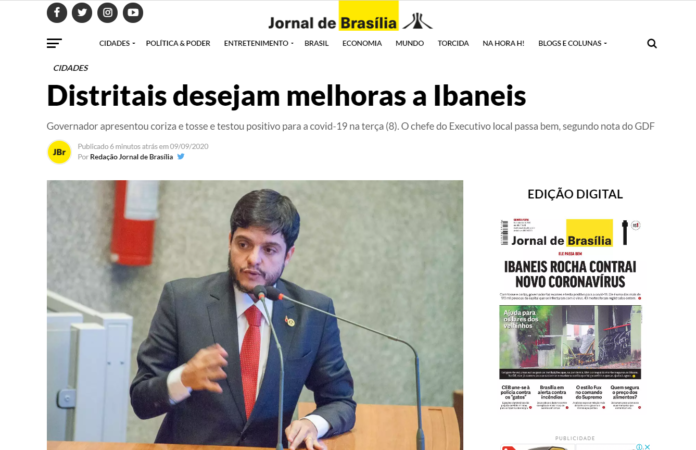 Jornal de Brasília: Distritais desejam melhoras a Ibaneis