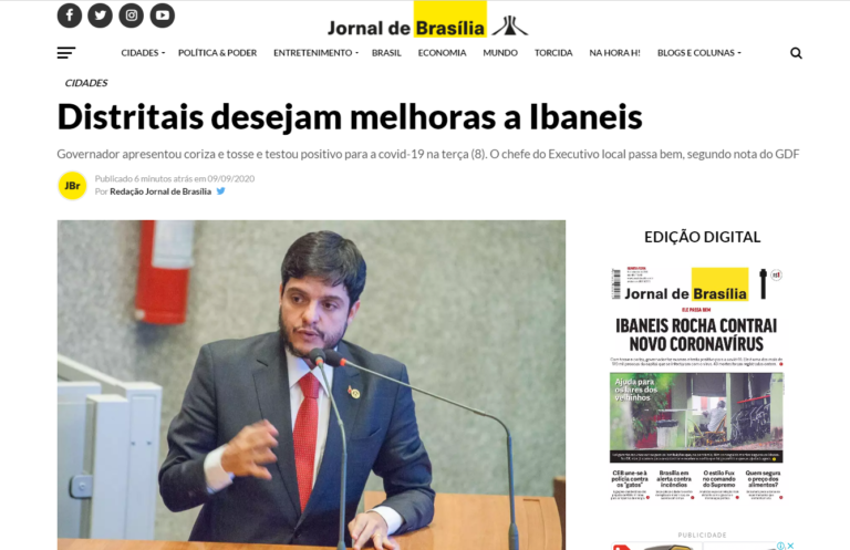 Jornal de Brasília: Distritais desejam melhoras a Ibaneis