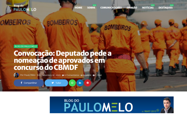 Blog do Paulo Melo: Convocação: Deputado pede a nomeação de aprovados em concurso do CBMDF