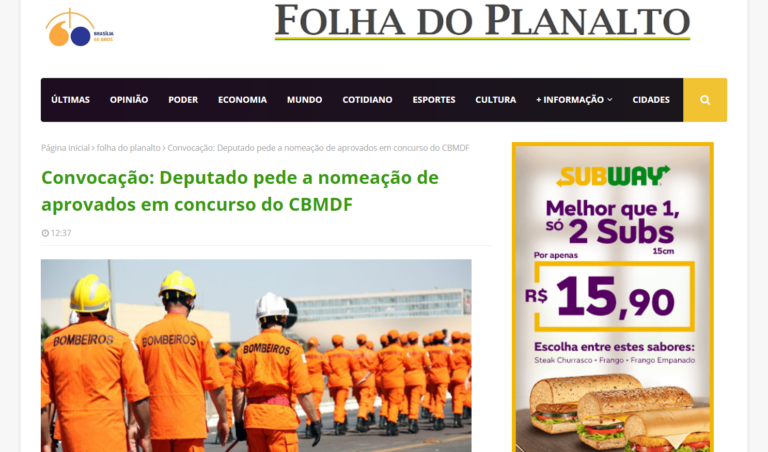 Folha do Planalto: Convocação: Deputado pede a nomeação de aprovados em concurso do CBMDF