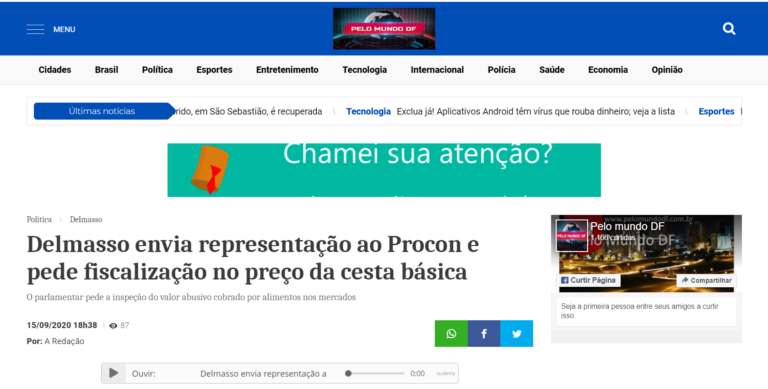 Delmasso envia representação ao Procon e pede fiscalização no preço da cesta básica.
