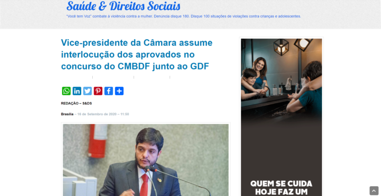 Saúdes & Direitos Sociais: Vice-presidente da Câmara assume interlocução dos aprovados no concurso do CMBDF junto ao GDF