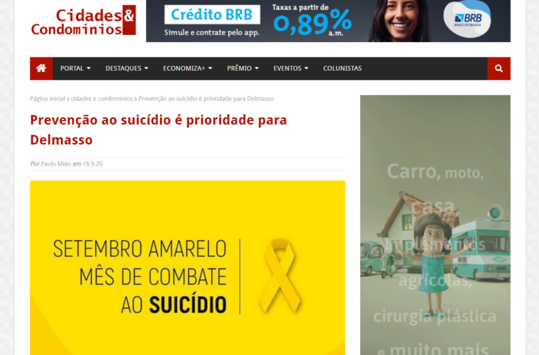 Cidades & Condomínios: Prevenção ao suicídio é prioridade para Delmasso