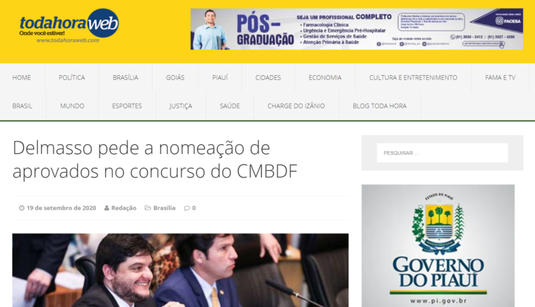 Toda Hora Web: Delmasso pede a nomeação de aprovados no concurso do CMBDF