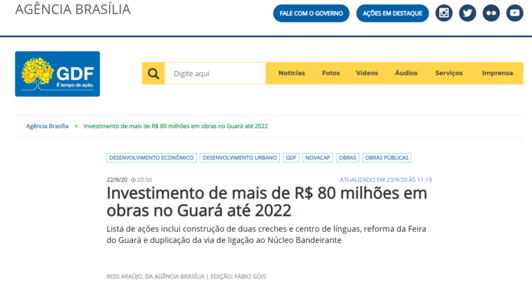 Agência Brasília: Investimento de mais de R$ 80 milhões em obras no Guará até 2022