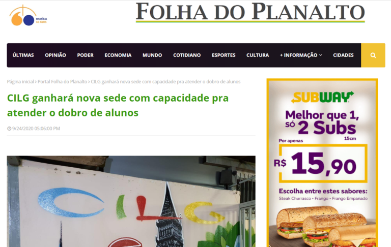 Folha do Planalto: CILG ganhará nova sede com capacidade pra atender o dobro de alunos