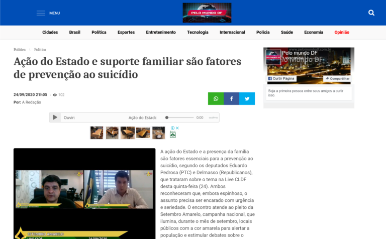 Pelo Mundo DF: Ação do Estado e suporte familiar são fatores de prevenção ao suicídio