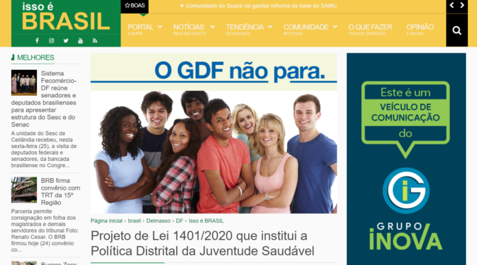 Isso é Brasil: Projeto de Lei 1401/2020 que institui a Política Distrital da Juventude Saudável