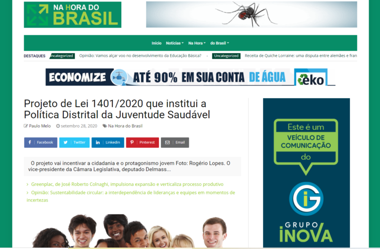 Na Hora do Brasil: Projeto de Lei 1401/2020 que institui a Política Distrital da Juventude Saudável