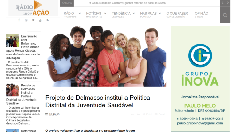 Rádio Inovação: Projeto de Lei 1401/2020 que institui a Política Distrital da Juventude Saudável