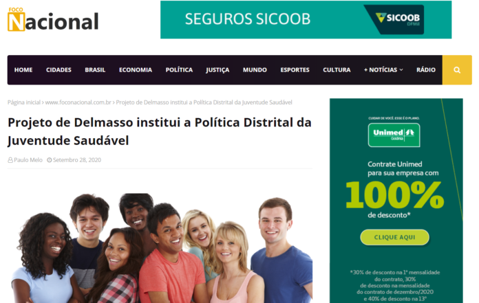 Foco Nacional: Projeto de Delmasso institui a Política Distrital da Juventude Saudável
