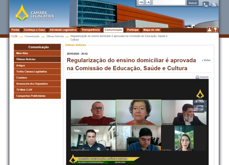 Portal CLDF: Regularização do ensino domiciliar é aprovada na Comissão de Educação, Saúde e Cultura