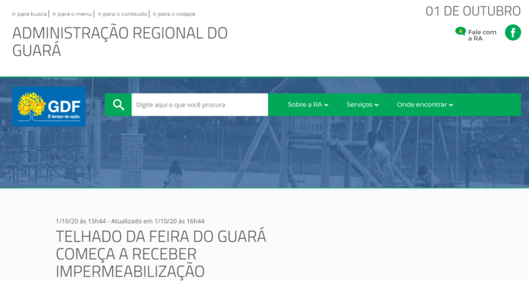 Administração do Guará: TELHADO DA FEIRA DO GUARÁ COMEÇA A RECEBER IMPERMEABILIZAÇÃO