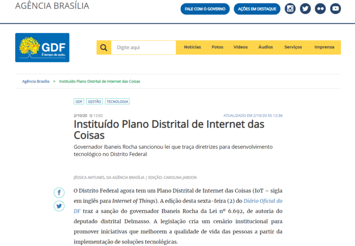 Agência Brasília: Instituído Plano Distrital de Internet das Coisas